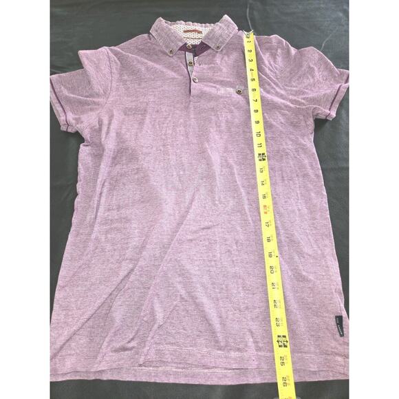 Ted Baker London Polo Shirt Men 3 Purple Pattern Collared Old Money Golf Artsy - Picture 2 of 9